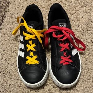 adidas Kids Sneakers Black with Red and Yellow Laces